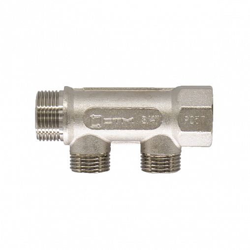 Коллектор универсальный СТМ, 1/2" x 3/4" x 2 выхода (наружная резьба) фото