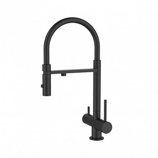 Смеситель для кухни IDDIS Ace, с гибким изливом и подключением к фильтру, черный матовый фото