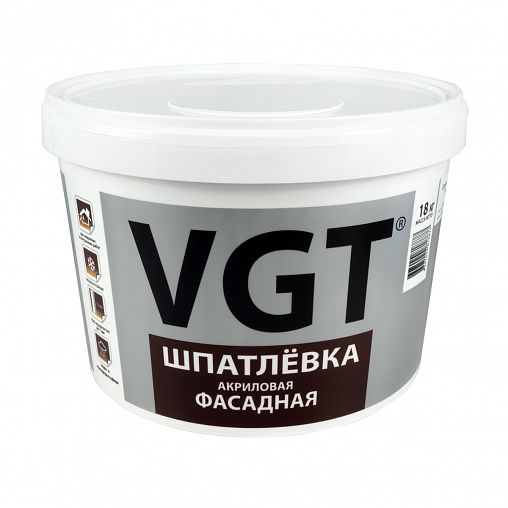 Шпатлевка фасадная VGT, акриловая, 18 кг фото
