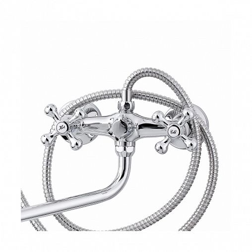 Смеситель для ванны с душем Tsarsberg TSB-118-95, с длинным изливом, двухвентильный, хром фото