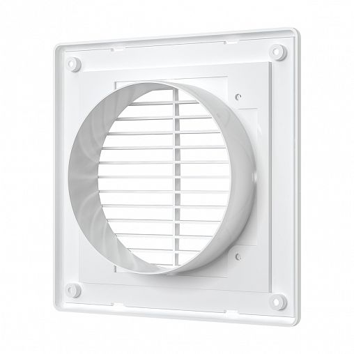 Решетка вентиляционная Era 1515П10Ф, пластиковая, с фланцем D 100 мм, 150 x 150 мм фото