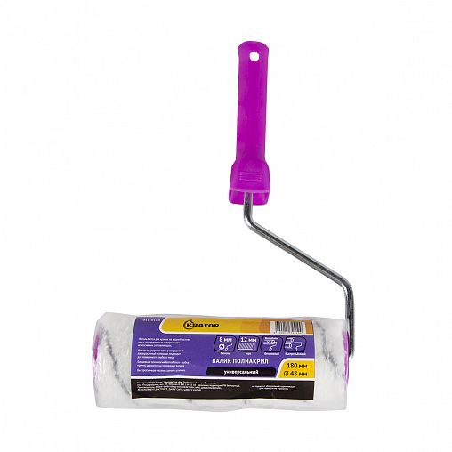 Валик полиакриловый Krafor, D48 x 180 мм, ворс 12 мм, бюгель 8 мм фото