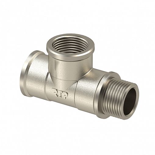 Тройник латунный РТП внутренняя-внутренняя-наружная резьба 1/2" фото Тройник латунный РТП внутренняя-внутренняя-наружная резьба 1/2" фото