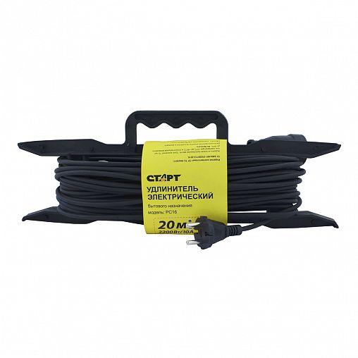 Удлинитель на раме Старт SG KG 1х20/РС16, 1 розетка, без заземления, 2 x 0,75 мм², 20 м, черный фото