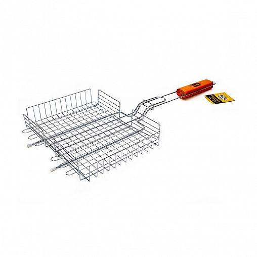 Решетка-гриль BBQ Time, глубокая, деревянная ручка, 28 x 22 см фото