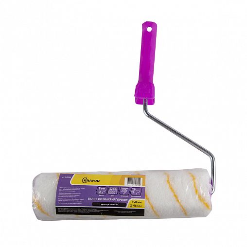 Валик полиакриловый Krafor Профи, D48 x 250 мм, ворс 12 мм, бюгель 8 мм фото