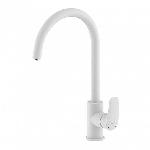 Смеситель для кухни Milardo Rora, с подключением к фильтру, белый матовый фото