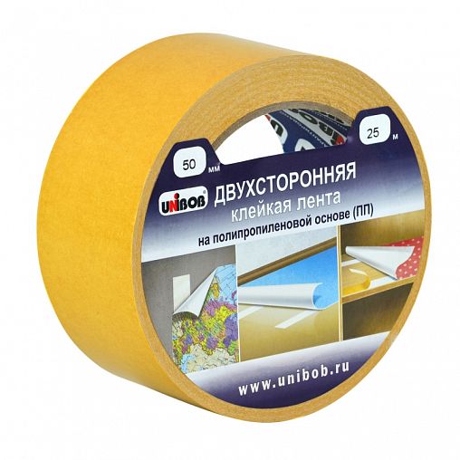 Скотч двусторонний Unibob, 50 мм x 25 м* фото