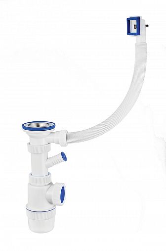 Сифон VIRPlast Элит с нержавеющей чашкой 70 мм, с отводом для стиральной машины и переливом фото