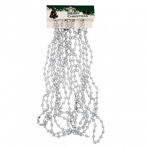 Бусы Шарики, d 8 мм, 5,4 м, серебро фото