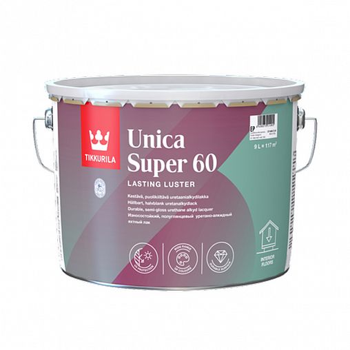 Лак уретано-алкидный полуглянцевый Unica Super 60 (Уника Супер 60) TIKKURILA 9 л (база EP) фото