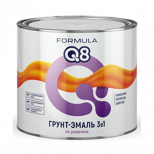 Грунт-эмаль по ржавчине Formula Q8 3 в 1, матовая, 1,9 кг, желтая фото