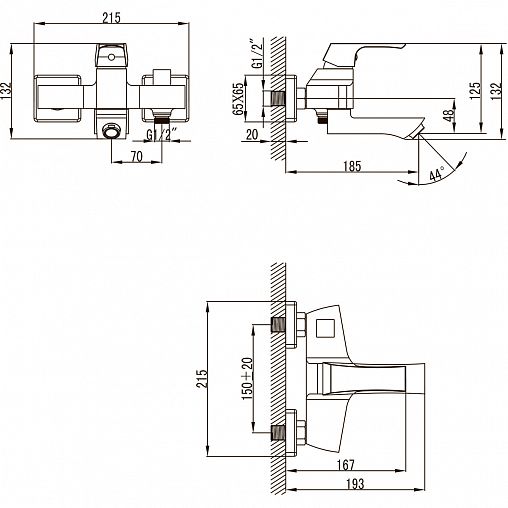 Смеситель для ванны Lemark Unit LM4514C, однорычажный, хром фото
