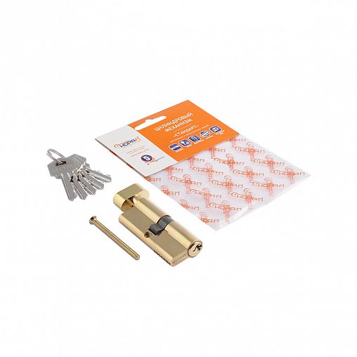 Цилиндровый механизм Нора-М ЛУВ-70 (35-35), ключ/вертушка, золото фото