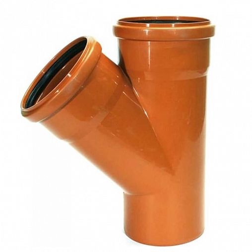 Тройник канализационный Lammin, наружный монтаж, 110 x 110/45° фото