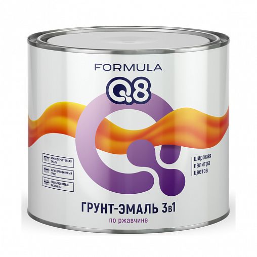 Грунт-эмаль по ржавчине Formula Q8 3 в 1, матовая, 1,9 кг, серая фото