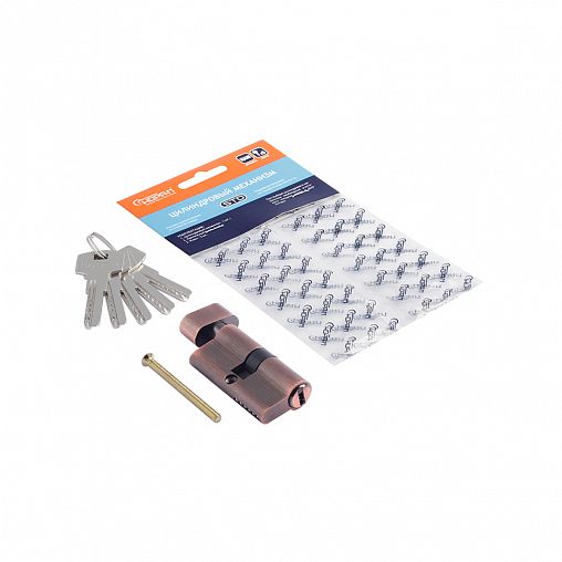 Цилиндровый механизм Нора-М STD Z ЛПВ-60 (30-30), ключ/вертушка, старая медь фото