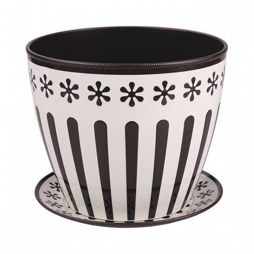 Горшок для цветов Альтернатива Валенсия, с поддоном, 3,4 л, коричневый - слоновая кость фото