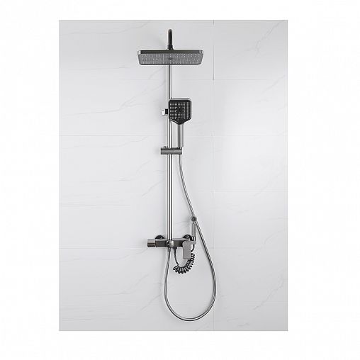 Душевая система с тропическим душем Профсан ПСМ-900-82GA, со смесителем, графит фото