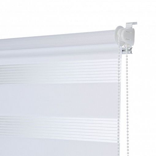 Рулонная штора день-ночь Decofest Бейс, белая, миниролл, 55 x 160 см фото