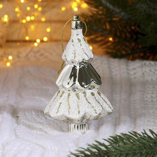 Украшение декоративное новогоднее Зимнее волшебство Елочка в снегу, 6 x 9,5 см, 2 шт фото