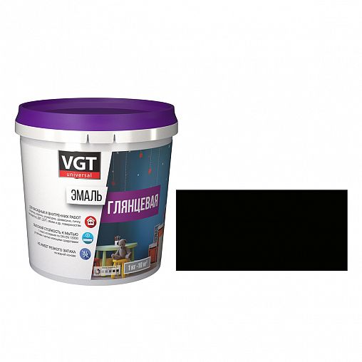 Эмаль универсальная VGT ВД-АК-1179, глянцевая, 1 кг, черная фото