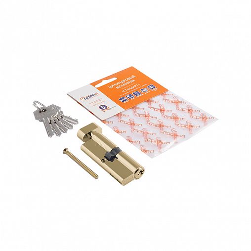 Цилиндровый механизм Нора-М ЛУВ-80 (40-40), ключ/вертушка, золото фото
