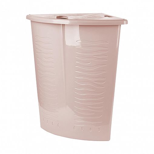 Корзина для белья угловая Keeplex Regular, с крышкой, 40 л, бежевый топаз фото