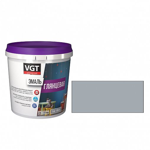 Эмаль универсальная VGT ВД-АК-1179, глянцевая, 1 кг, серая фото