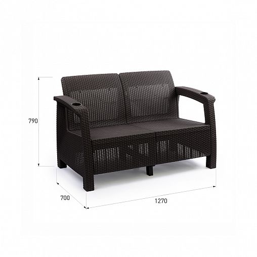 Диван Альтернатива Ротанг плюс, 127 x 70 x 79 см, мокко фото