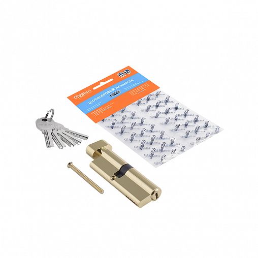 Цилиндровый механизм Нора-М STD AL ЛПВ-90 (55-35В), ключ/вертушка, золото фото