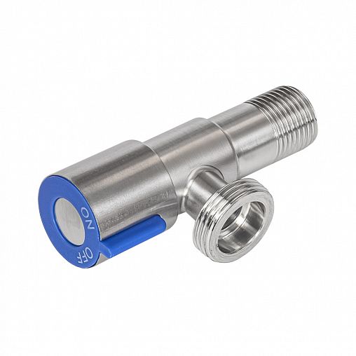 Кран угловой RM, наружная-наружная резьба 1/2" x 3/4", керамическая кран-букса, сталь фото