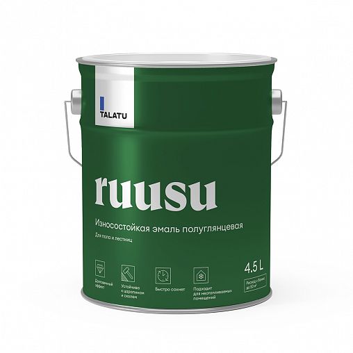 Эмаль для дерева Talatu Ruusu, полуглянцевая, база А, белая, 4,5 л фото