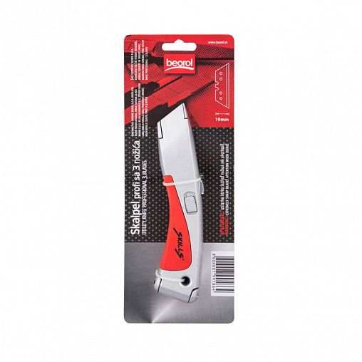 Нож пистолетный Beorol, металлический корпус, 3 сменных лезвия, 19 мм фото