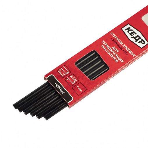 Клеевые стержни для термопистолета Кедр, 7,2 x 200 мм, черные, 6 шт фото