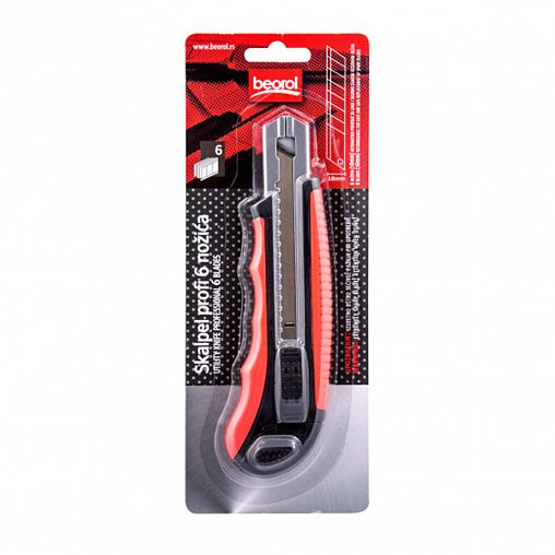 Нож пистолетный Beorol, двухкомпонентный корпус, 6 сменных лезвий, 18 мм фото