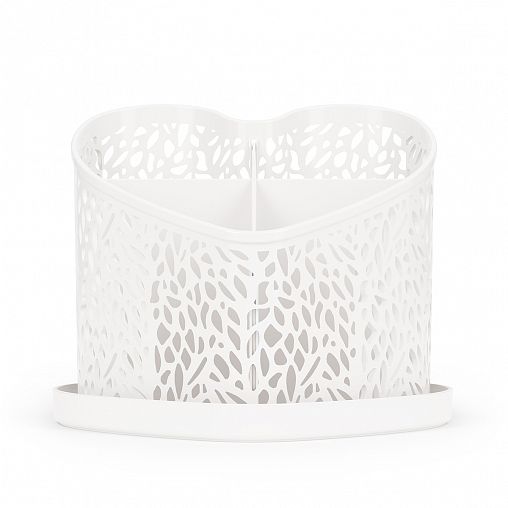 Подставка для столовых приборов Альтернатива Сердце, 16,5 x 16,5 x 15,3 см, белая фото