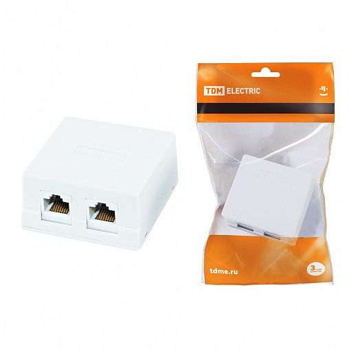 Розетка компьютерная 2 x RJ45 Tdm Electric, белая фото