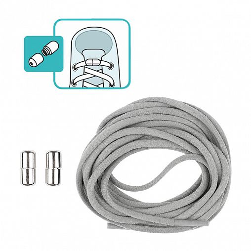 Шнурки для обуви Рыжий кот, эластичные, с фиксатором, 100 см, 2 шт, серые фото