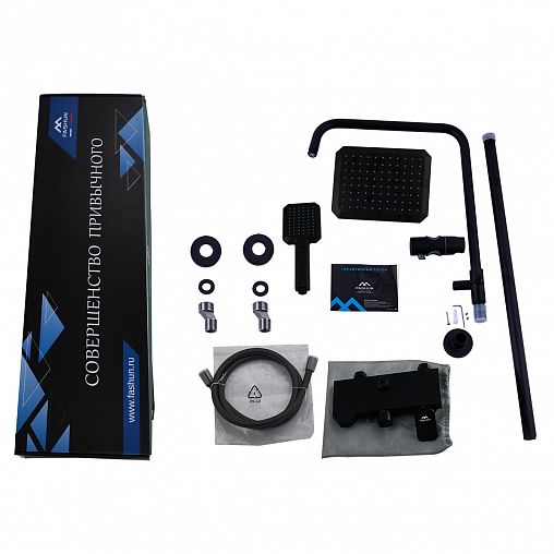 Душевая система с тропическим душем Fashun A52424-7, со смесителем, черная фото