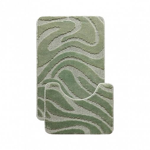 Коврик в ванную и туалет L Cadesi Lemis, 50 x 80 + 50 x 40 см, полипропилен, зеленый фото