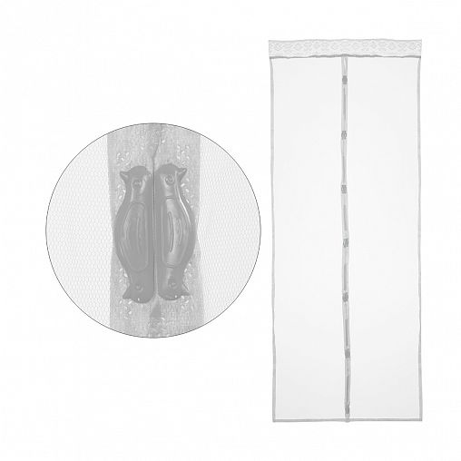 Москитная сетка на дверь Рыжий кот Капутомоскито Птички, на магнитах, 0,9 x 2,2 м, белая фото