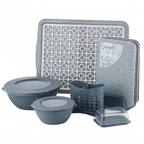 Сушилка для столовых приборов Plast Team Stone, 16,8 x 8,4 x 13,3 см, темный камень фото