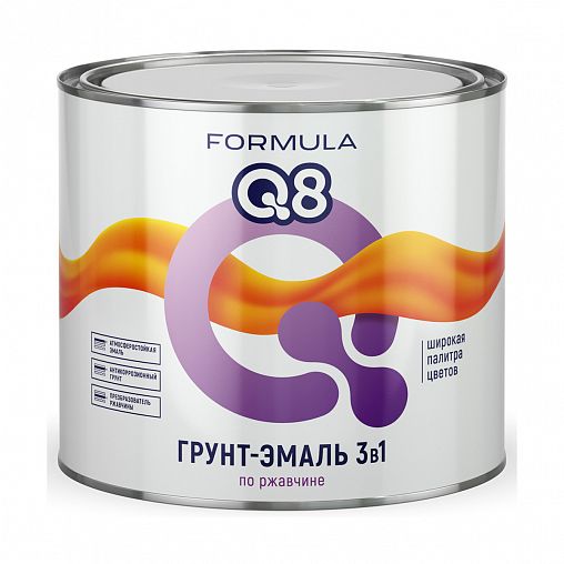 Грунт-эмаль по ржавчине Formula Q8 3 в 1, матовая, 1,9 кг, коричневая фото