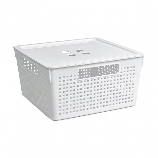 Корзина для хранения Violet Лофт, с крышкой, 29 x 29 x 15,1 см, белая фото