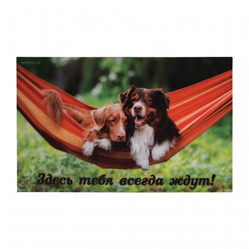 Коврик придверный Vortex Samba Собаки в гамаке, влаговпитывающий, 50 x 80 см фото