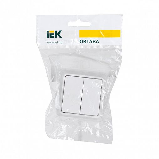 Выключатель двухклавишный накладной IEK Октава ВС20-2-0-ОБ, 10 А, белый фото
