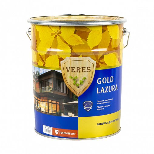 Декоративная пропитка для дерева Veres Gold Lazura №17, глянцевая, 10 л, золотой бор фото
