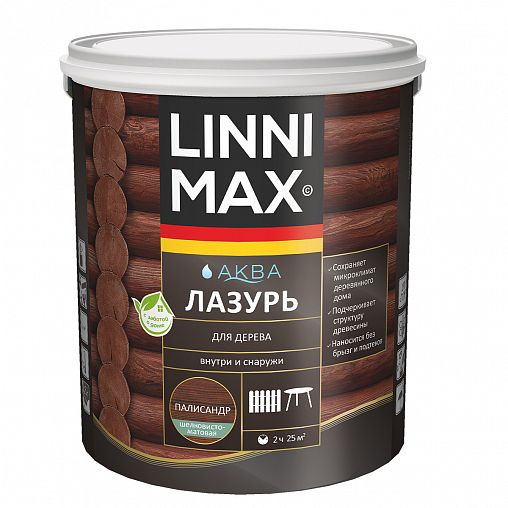 Защитная лазурь для дерева Linnimax Аква, 2,5 л, палисандр фото