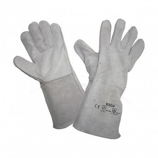 Краги спилковые, без подкладки, размер 10, серые фото